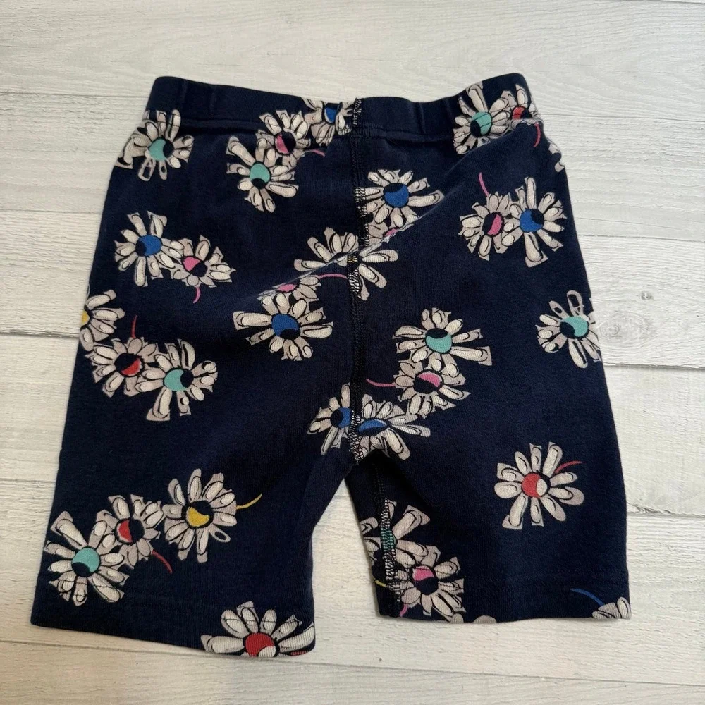 Hanna Andersson girls short John pajamas‎ navy blue flowers 130/8